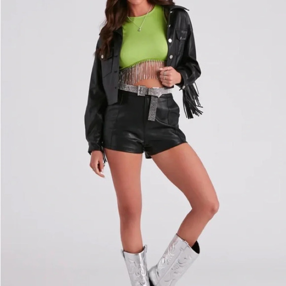 Like green fringe crystal crop top - Picture 4 of 4